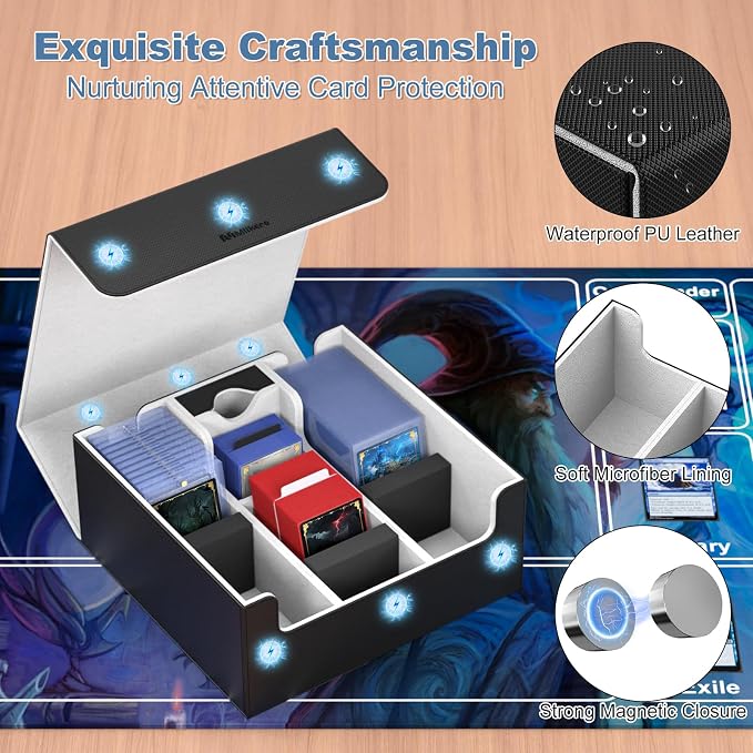 Mlikero Card Deck Case, Trading Card Storage Box for Magnetic Cards Holder and Hard Plastic Cards Protectors, Leather Magnetic Closure Deck Box Fit for MTG, TCG - Image 4