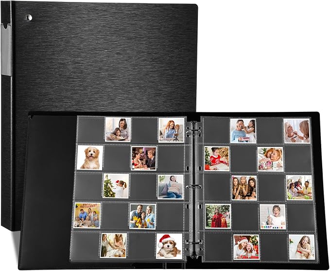 Protective Photo Slide Storage Box Set - 50 Pages Acid Free Protector 3 Ring Pocket Binder With Plastic Sleeves - Holds 20 35mm Slides Each Page - Presentation Book for Organizing by Gilprop