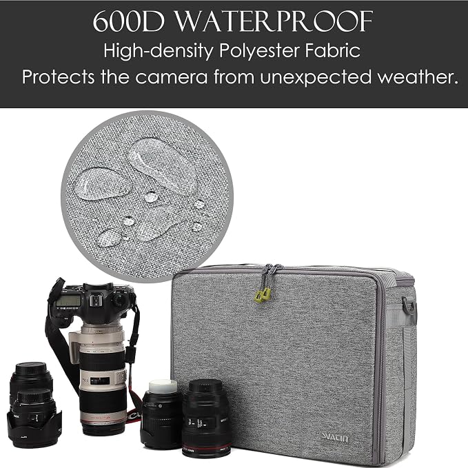 Camera Insert Bag,Shockproof &Pressure-proof Dual Opening Padded Camera Lens Cube Case Backpack,Digital DSLR SLR Mirrorless Cameras Accessories Storage Pouch for Canon,Nikon,Sony,Panasonic(L) - Image 2