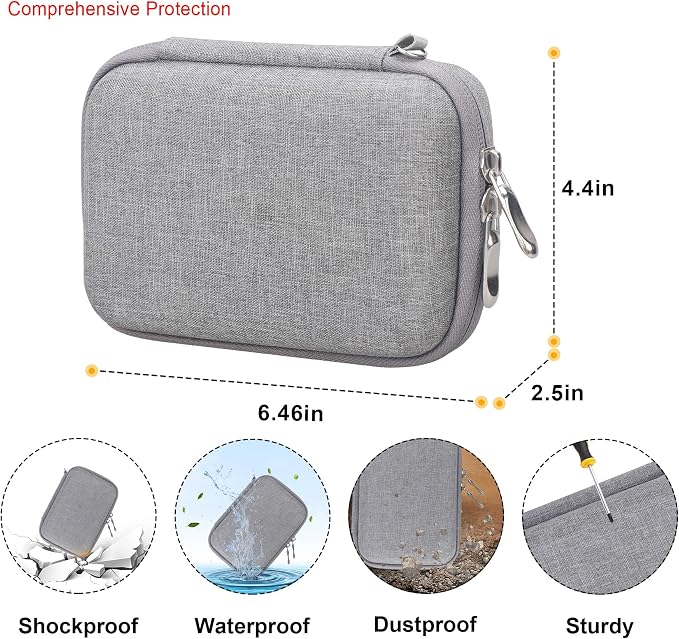 Elonbo Carrying Case for KODAK Mini 2 Retro 2x3” P210R 4PASS Portable Photo Printer/Kodak Mini Shot 2 Retro C210R 4PASS 2-in-1 Instant Digital Camera, Mesh Bag fits Film Cartridge Photo Paper, Grey - Image 3