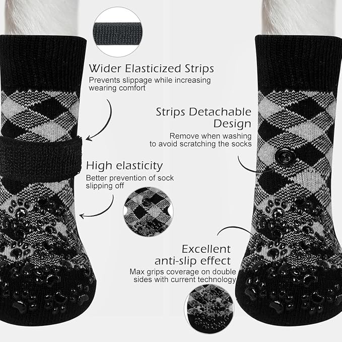 EXPAWLORER Anti Slip Dog Socks to Prevent Licking Paws, Dog Shoes for Hot Pavement, Dog Booties for Small Medium Large Senior Dogs, Traction Control Boots & Paw Protectors for Hardwood Floors - Image 2
