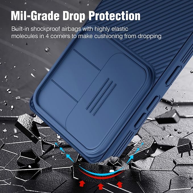 Nillkin for Samsung Galaxy S25 Ultra Case with Camera Cover, [Lens Protection] Mil-Grade Shockproof Protective Bumper Hard Cover Slim Phone Case for Galaxy S25 Ultra Cases 6.9'' Blue - Image 5