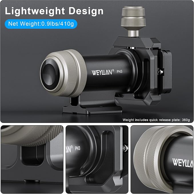 WEYLLAN PH3 MonoGimbal Head for Tripod Monopod, CNC All Metal Side Saddle Gimbal Tilt Head with Arca Swiss Quick Release Plate, Compatible with Camera, Telephoto Lenses, Max Load 22lbs/10kg - Image 5