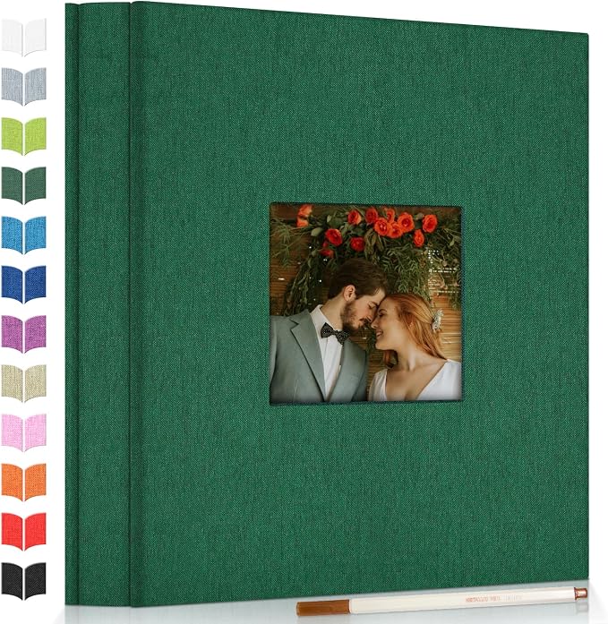 Artfeel Photo Album Self Adhesive Scrapbook Album for 3x5 4x6 5x7 8x10 Pictures,120 Pages Linen Cover with Display Window DIY Photo Book,Ideal Gifts for Family Travel Wedding Baby by Artfeel