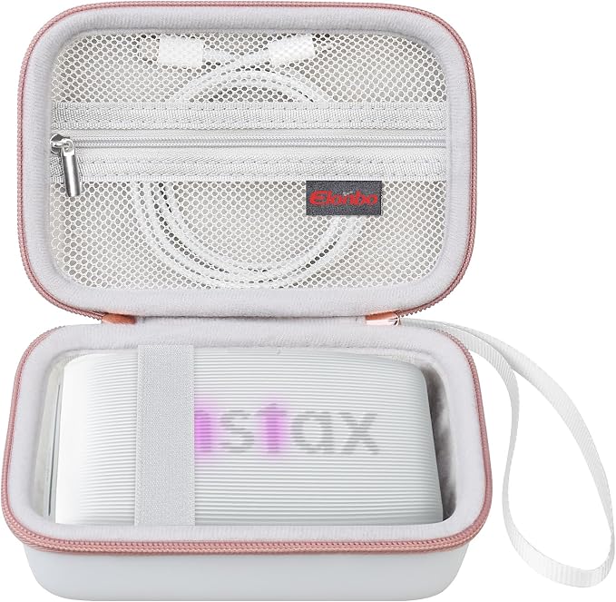 Elonbo Carrying Case for Fujifilm INSTAX Mini Link 3/2/1 Smartphone Printer | Portable Color Instant Photo Printer Hard Travel Protective Bag, Interior Mesh Pocket fits Instant Film Printer Paper, White by Elonbo