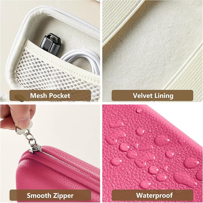 Digital Camera Case for KODAK PIXPRO FZ55/FZ45, Case Only, Rose Pink | Fits CAMKORY DC403 and Canon PowerShot ELPH 360 HS Compact Digital Cameras, Small Hard Shell Camera Pouch with Mesh Pocket - Image 6