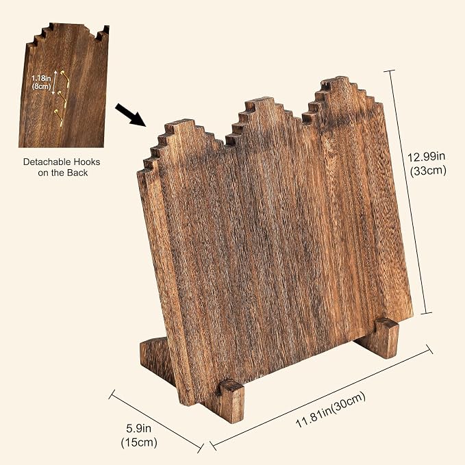 Lolalet Wooden Necklace Display Stands for Selling -2 Pack, Oak | Freestanding Multiple Necklaces Stands and Displays for Vendors, Jewelry Displays Holders for Craft Show - Image 5