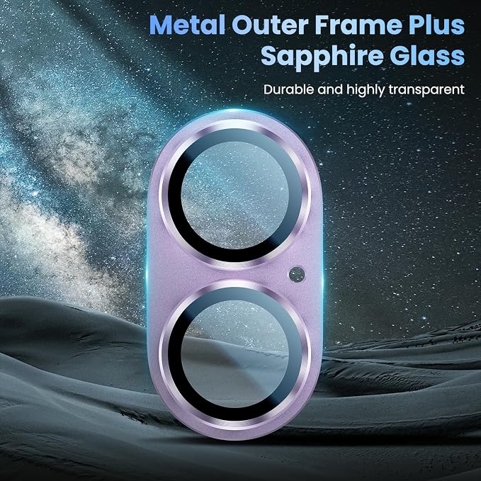Uyiton for iPhone 17 Camera Lens Protector, Metal Frame Glass Cover | Not Easy to Break, Strong Adsorption, Case-Friendly, Metal 9H Sapphire Glass Rear Camera Screen Cover, Lavender - Image 4