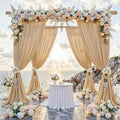 10 ft x 10 ft Wrinkle Free Champagne Backdrop Curtain for Parties, 2 Panels 10ft Polyester Champagne Photo Backdrop Drapes for Graduation Birthday Wedding Party Stage Curtains by Outpain