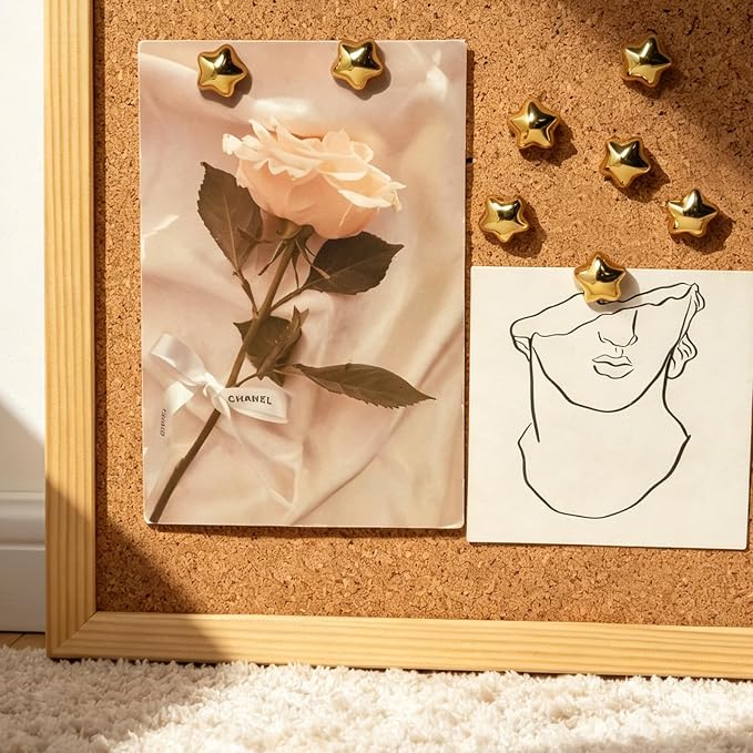 50 PCS Gold Star Push Pins, Thumb Tacks for Bulletin Boar, Cute Decorative Thumbtacks for Cork Board Bulletin Board, Photos Wall Maps, Picture Hanging and Other Offices Schools Decoration. - Image 7