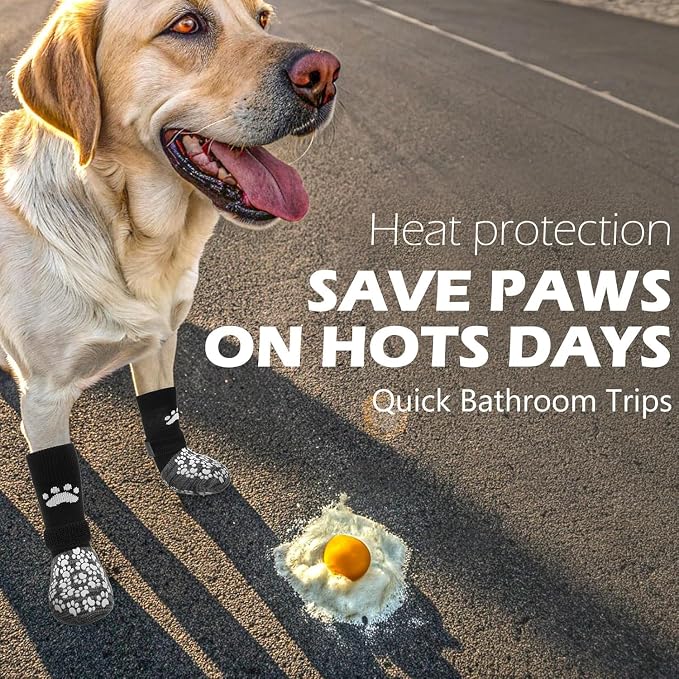 EXPAWLORER Anti Slip Dog Socks to Prevent Licking Paws, Shoes for Hot Pavement, Dog Booties for Small Medium Large Senior Dogs, Traction Control Boots & Paw Protectors for Hardwood Floors Black&Grey - Image 3