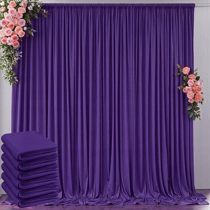 30 ft x 10 ft Wrinkle Free Purple Backdrop Curtain for Parties, 5ft x 10ft 6 Panels Polyester Purple Photo Backdrop Drapes for Wedding Birthday Party Baby Shower by Outpain