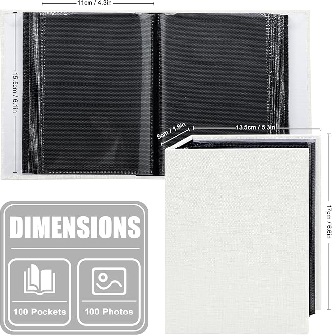 Photo Album 4x6 100 Pockets for Wedding Gifts,Linen Hardcover Picture Albums for Family Anniversary Baby Vacation Pictures - Image 3