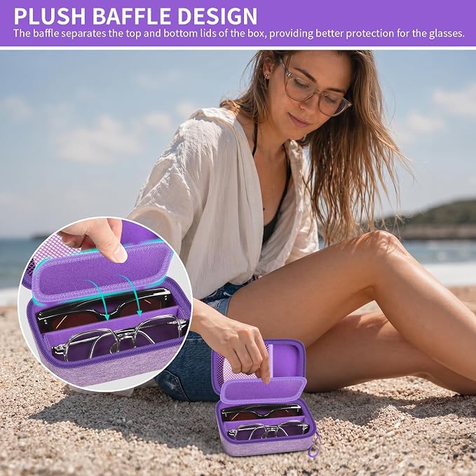 GWCASE Portable 2 in 1 Contact Lens Case and Glasses Case for 2 Pairs - Image 7