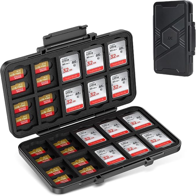 Large Capacity Memory Card Case for 20 SD & 40 TF Cards,Compact & Portable | SD SDHC SDXC TF Micro SD Card Holder Organizer Storage Box Container, Anti-Shock Anti-Dust,Ergonomic Locking Systerm by JJC