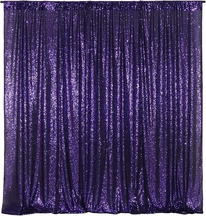 Poise3EHome Purple Sequin Backdrop,8FT x 10FT Sequin Photography Backdrop Curtain for Halloween Party Birthday Decoration by Poise3EHome