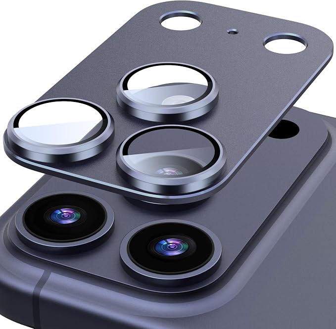 Suoman for iPhone 17 Pro Max Camera Lens Protector -Dark Blue | [All-in-one Frosted] [Strong-Adhesion] Metal Frame Tempered Glass Camera Lens Cover by Suoman