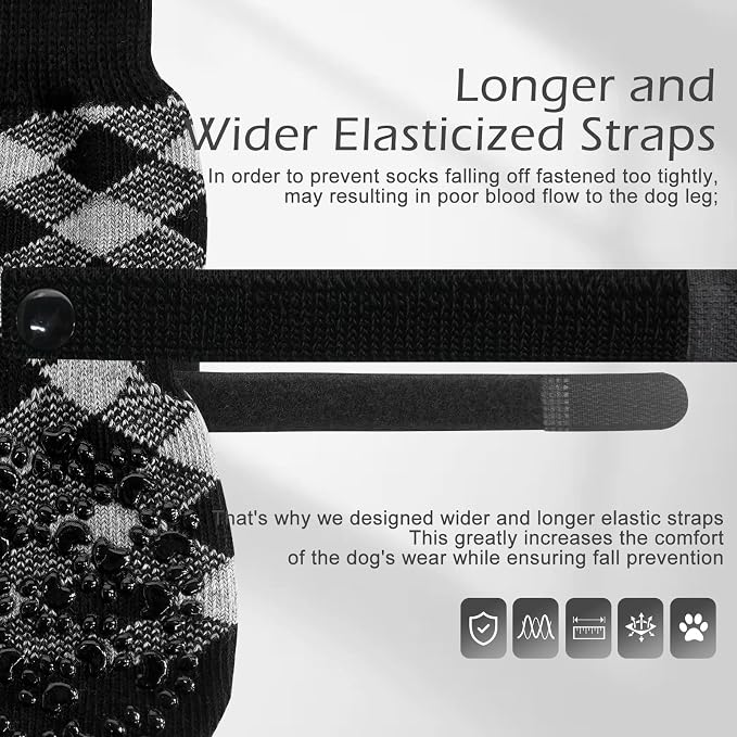 EXPAWLORER Anti Slip Dog Socks to Prevent Licking Paws, Dog Shoes for Hot Pavement, Dog Booties for Small Medium Large Senior Dogs, Traction Control Boots & Paw Protectors for Hardwood Floors - Image 4