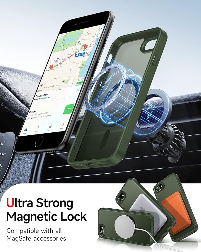 LeYi for iPhone SE Case Green 2022 (3rd Generation)/2020 (2nd) iPhone-8/7 Cases[ Screen Protector X2+ Camera Cover X2] i Phone SE3 SE2 Gen for MagSafe Magnetic Slim Cover iPhone8/7 SE 3/2, Green - Image 4