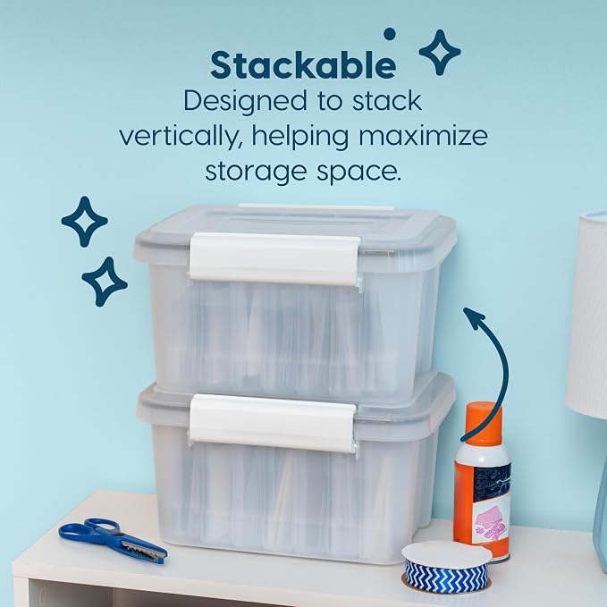 IRIS USA Photo Storage Box |Made in USA| 7 Cases - (2-Pack) - Clear | Fits 4" x 6" Pictures / Built-In Handle / Organizing Containers for Tasks, Stickers, Ephemera & Flashcards / WeatherPro - Image 4