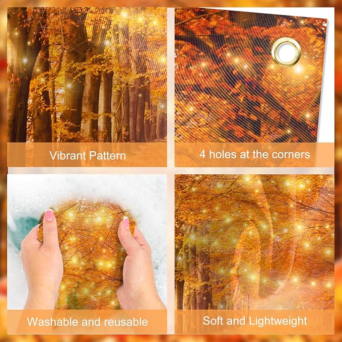 7x5ft Fall Thanksgiving Photography Backdrop | Cotton Fabric, Maple Forest Pumpkin Print, Fall Party Decor, Fall Harvest Friendsgiving Party Photo Booth Background - Image 8