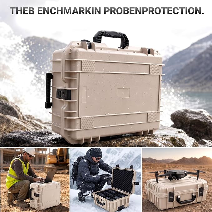 Relaxweex Rolling Camera Hard Case with Padded Dividers & Wheels, Impact-resistant Hard Shell Travel Case for Cameras, Lenses & Accessories(26 x 20 x 10 Inch,Sand Color) - Image 6