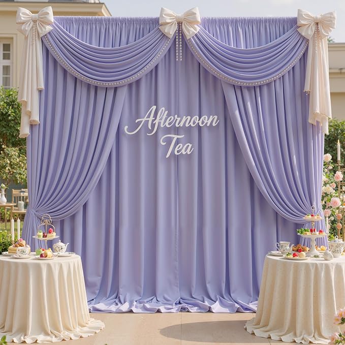 30ft x 10ft Wrinkle Free Lavender Backdrop Curtains for Parties, Light Purple Photo Backdrop Drapes 6 Panels for Wedding Girls Birthday Photography Party Background Baby Shower - Image 5
