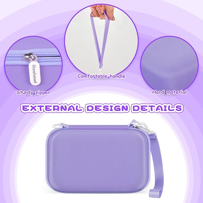 Boobowl Kids Instant Print Camera Case for Dylanto, for Gofunly Cameras | 3 Included Paper Rolls, Adjustable Divider, Mesh Pocket and Shoulder Strap for Kid Travel, Photo Storage, Box Only - Purple - Image 5