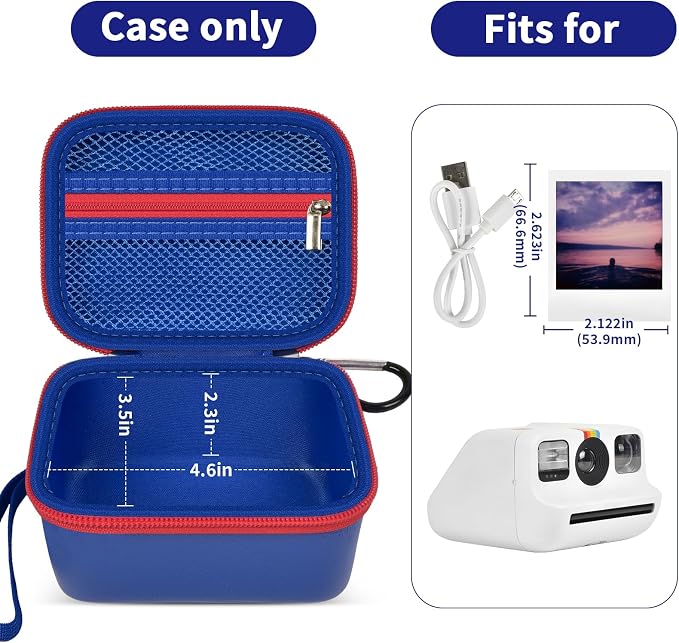 ANKHOH Case for Polaroid Go Gen 2/3, for Polaroid Go 9035/9071/9070 | PU shell with padded interior and removable wrist strap stores film, photos and cables, Case Only - Image 4