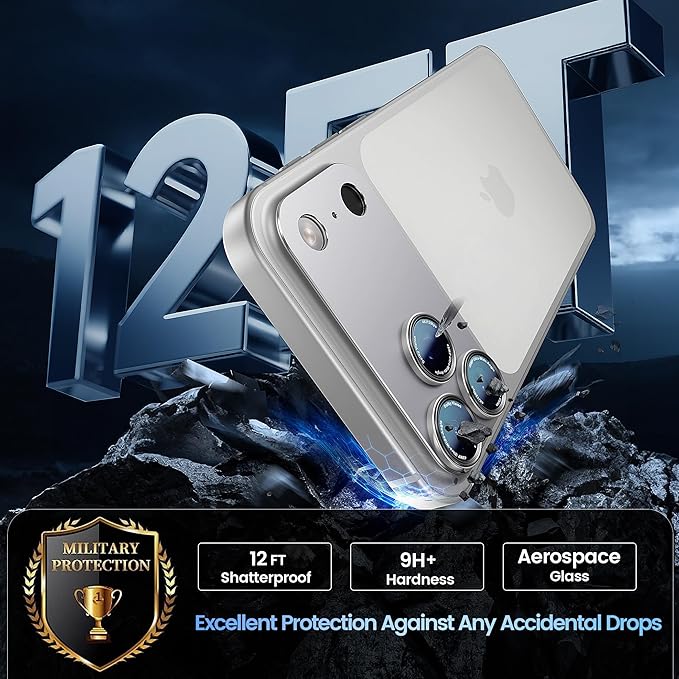 CACOE Metal Camera Lens Protector for iPhone 17 Pro | Tempered Glass Cover, Anti-Scratch, Drop-Proof, Strong Adhesion, Camera Screen Cover Accessories, Silver - Image 5