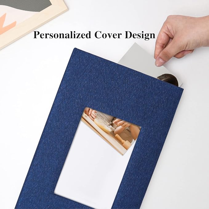 Vienrose 4x6 Photo Album,300 Pockets,Linen Cover with Window,Blue | Linen Hardcover, Slip In Photo Book, Family Memory Album, Travel Keepsake - Image 3