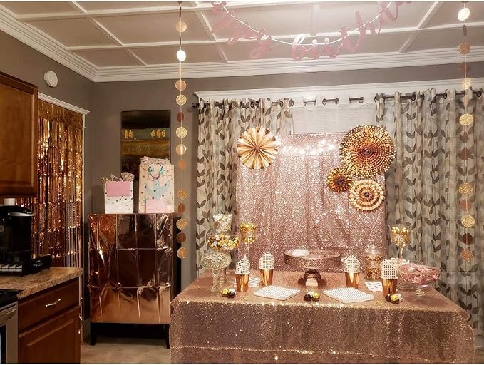 Poise3EHome 6FT x 8FT Sequin Photography Backdrop Curtain for Party Decoration, Rose Gold - Image 9