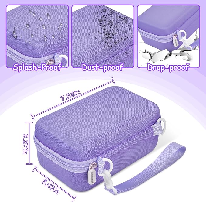 Boobowl Kids Instant Print Camera Case for Dylanto, for Gofunly Cameras | 3 Included Paper Rolls, Adjustable Divider, Mesh Pocket and Shoulder Strap for Kid Travel, Photo Storage, Box Only - Purple - Image 4