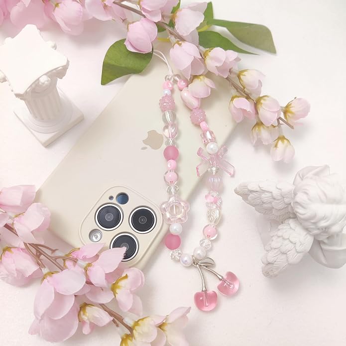 cioatu Phone Charms Cute Cherry Butterfly Cell Phone Lanyard Strap Wrist Strap for Bag Airpods Camera Pendants Decor - Image 5