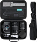 RAIALL Case for Canon EOS Rebel T7/R50/R100/Sony/Nikon D7500 Camera, Black | for R50V/R8/R10/RP/R7/R6 Mark II/R5 DSLR SLR, Lens, Tripod, Hard Protective Travel Bag with a Shoulder Strap and 5 Dividers by RAIALL