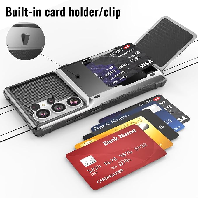 Foluu Wallet Case for Samsung Galaxy S26 Ultra with Card Holder, 5 Credit Hidden Card Slot Flip Cover Dual Layer Protective Hard PC Back & Soft TPU Bumper Case for Galaxy S26 Ultra 2026 (Gray) - Image 6