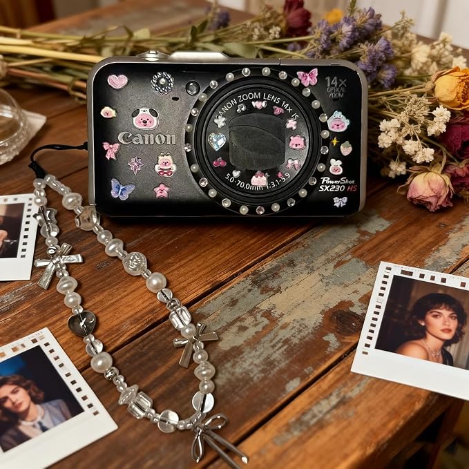 2 Pcs Phone Charm Strap Hand for iPhone Wrist Strap Camera Lanyard Pearl Beaded Cute Chain String Accessories Universal for iPhone 17 Pro 16 15 Samsung Women Girls Keychain Pearl Heart and Butterfly - Image 5