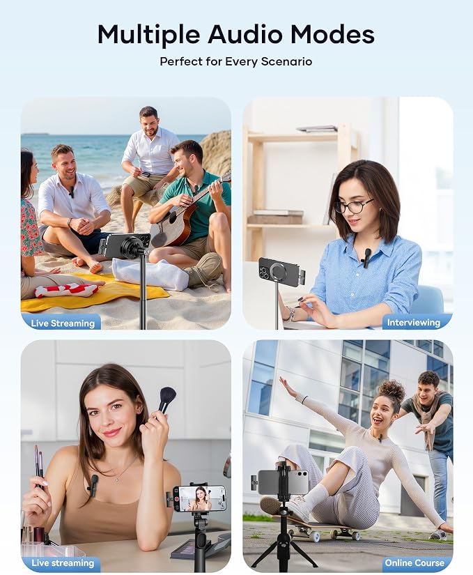 SUDEHO Wireless Lavalier Microphone for Android, 2-Pack Clip-On Mics with USB-C Receiver - Image 4