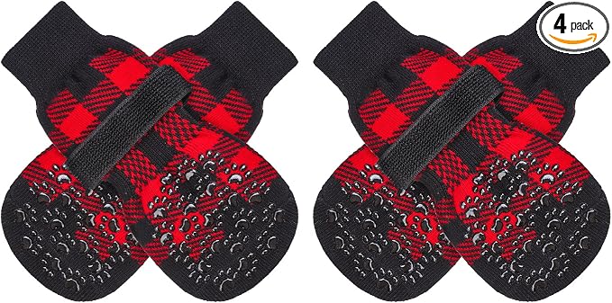 EXPAWLORER Anti-Slip Dog Socks-Double Sides Grips Traction Control on Hardwood Floor,Dog Shoes for Hot/Cold Pavement,Best Paw Protector,Prevents Licking,for Puppy Small Medium Large Senior Dogs by EXPAWLORER
