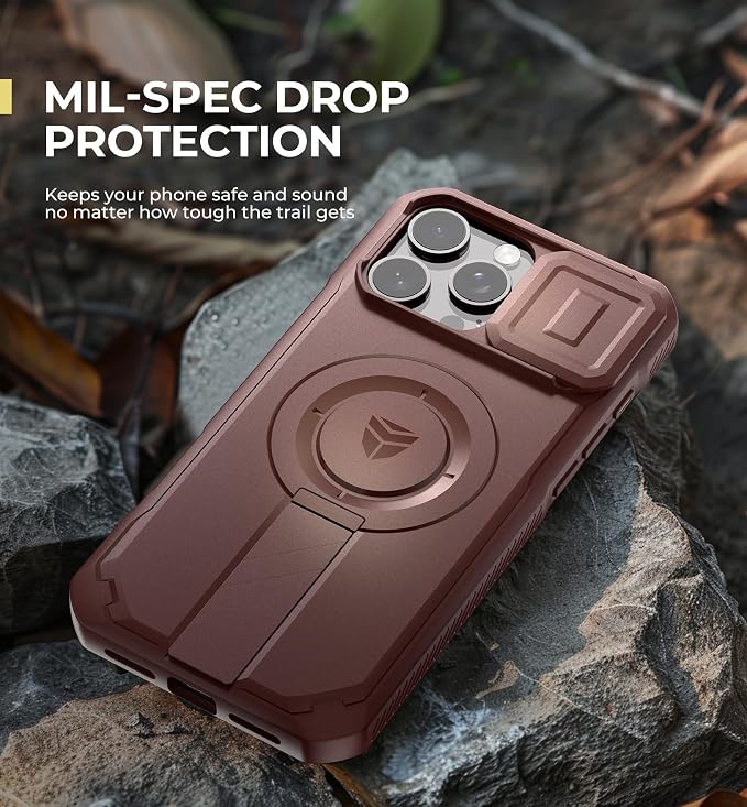 Dexnor for iPhone 16 Pro Max Case with Slide Camera Cover & Adjustable Kickstand, Magnetic Rugged Shockproof Bumper Cases Heavy-Duty Magnetic Protective Cover,Maroon Red - Image 6
