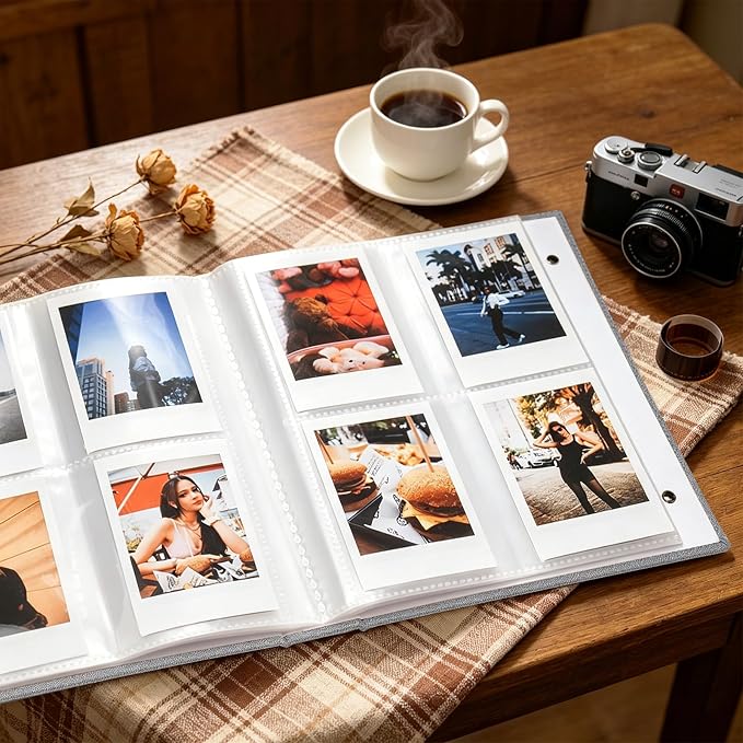 Mini Photo Album for Fujifilm Instax Mini Polaroid Snap, Pack of 2 Linen Picture Book 2x3, Each Small Album Holds 208 Photos Grey - Image 5