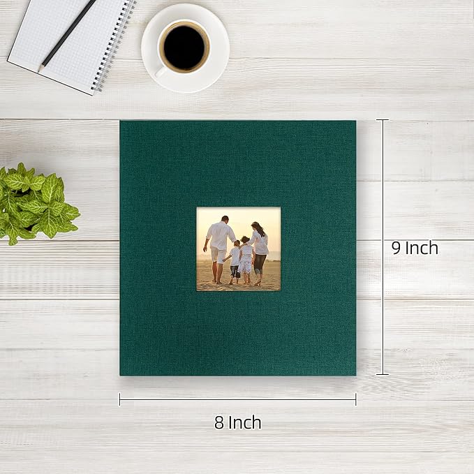 potricher Photo Album 4x6 Pictures, 200 Pockets, Linen Cover, Dark Green | Linen Cover, Front Window, Large Capacity 4x6 Picture Albums, Photo Book for Family, Wedding, Anniversary, Baby, Keepsake - Image 2