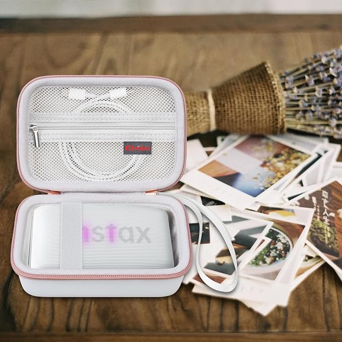 Elonbo Carrying Case for Fujifilm INSTAX Mini Link 3/2/1 Smartphone Printer | Portable Color Instant Photo Printer Hard Travel Protective Bag, Interior Mesh Pocket fits Instant Film Printer Paper, White - Image 7