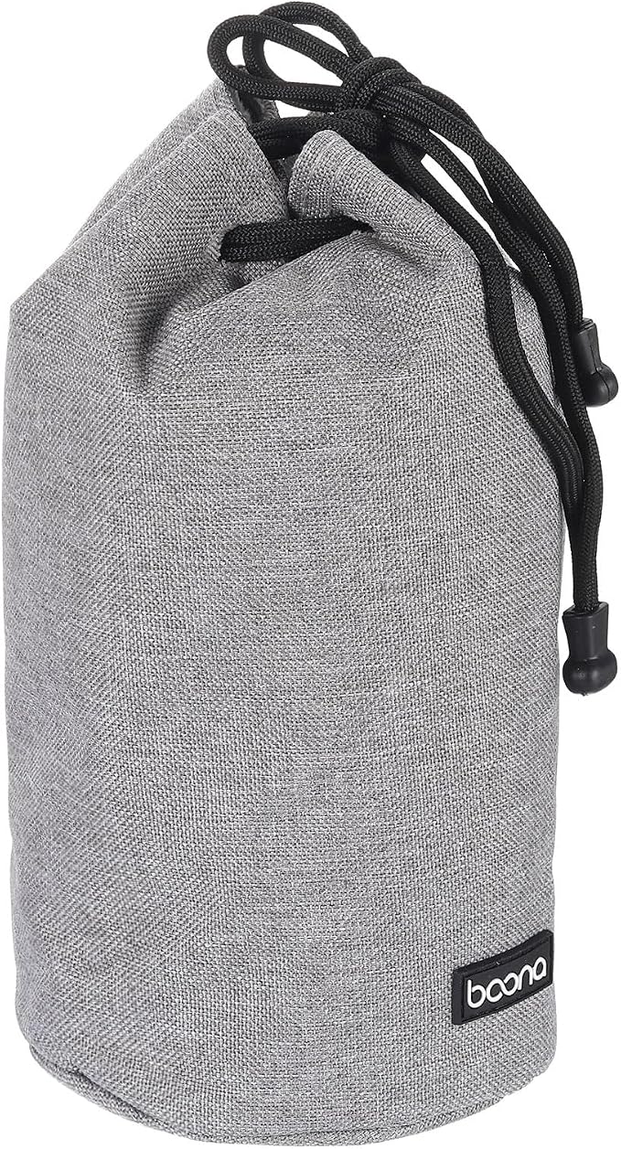 PATIKIL Soft Drawstring Lens Case, Lens Pouch Bag with Cotton Pad 4.7" OD Thick Fleece Cloth Camera Lens Bag for SLR Lens Water Cups, Grey by PATIKIL