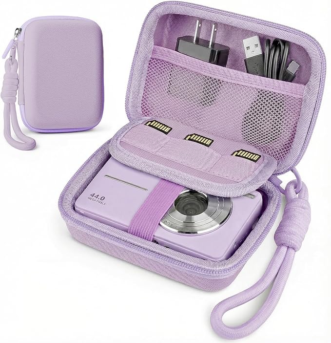 Digital Camera Case Compatible with VAHOIALD FHD 1080P/ for CAMKORY Digital Point and Shoot/for KODAK PIXPRO FZ45-BK 16MP Vlogging/for IWEUKJLO/for Nsoela, Holder for SD Card More (Purple) by Roseliya