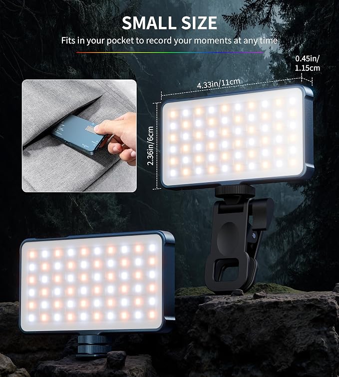 Selfie Light, 96 LED Phone Light with Metal Hotshoe & Clip, Rechargeable 2500K-8000K 360° Full Color 21 Scenes RGB Video Light for Phones, iPhone, Laptops, Cameras, Vlog, TikTok, Gifts for Women & Mom | CRI 96+ 2500K-8000K Rechargeable Full Color 21 Sc... - Image 8