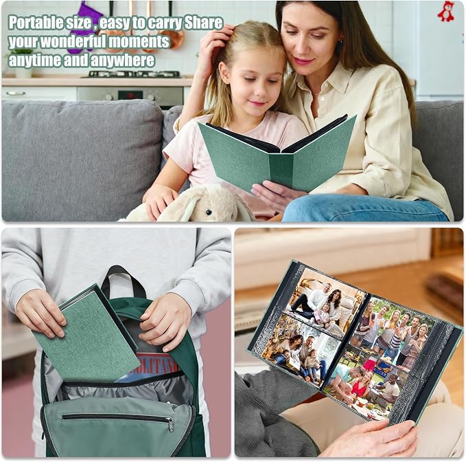Photo Album 4x6 200 Pockets for Wedding Gifts,Linen Hardcover Picture Albums for Family Anniversary Baby Vacation Pictures - Image 6