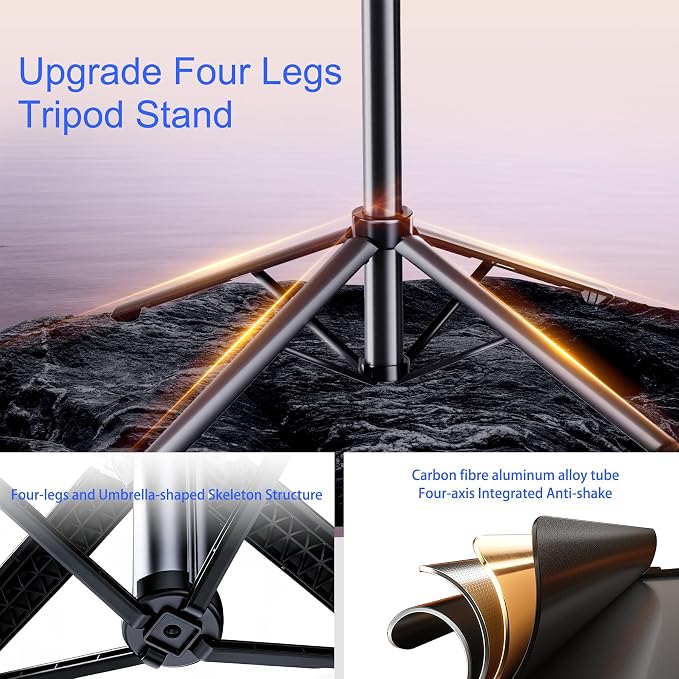 Auto Face Tracking Tripod for iPhone with Light 70.9” Selfie Stick Tripod Stand Follows Your Movement 360°Phone Camera Tripod with Wireless Remote for Content Creator Vlog Live Stream Video Recording - Image 4