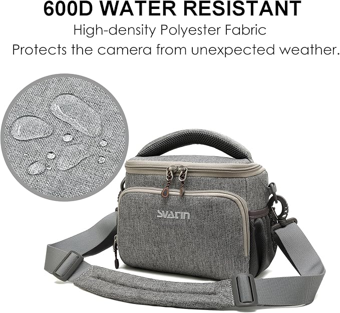 Camera Shoulder Bag,Small Gray Shockproof Canvas SLR/DSLR Mirrorless Crossbody Lens Case Purse,Compact Storage Messenger Bag for Sony A7,for Canon R Series(S) - Image 4