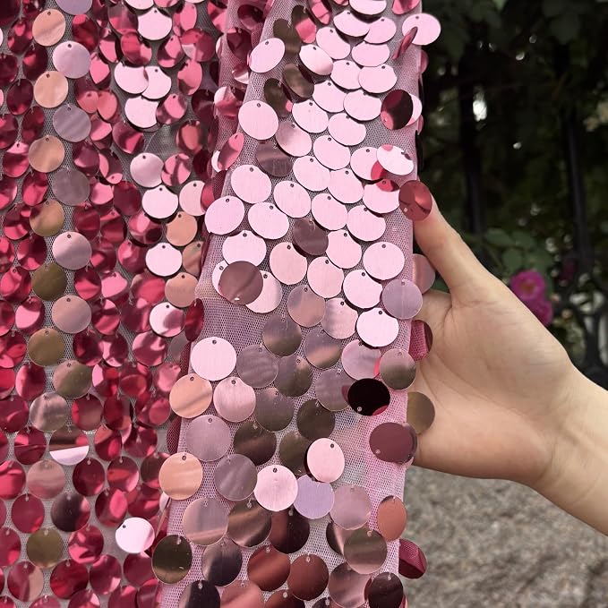Hot Pink Sequin Backdrop,4 * 10ft Pack of 2 | 18MM Large Sequins, Glitter Sparkle Photography, Party Wedding Birthday, Wall Decor - Image 7